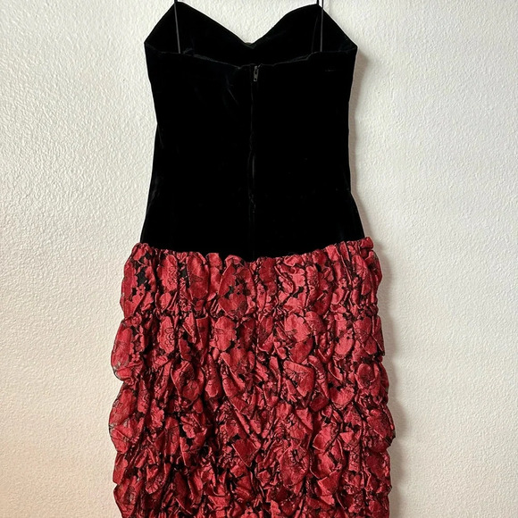 Black And Red Spaghetti Strap Formal Cocktail Small Dress Vintage - Picture 5 of 11